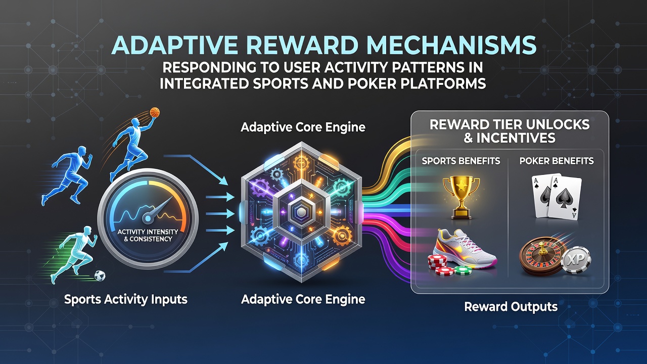 Adaptive reward system dashboard showing user activity patterns in sports and poker platforms