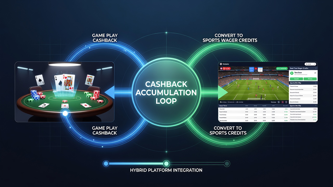 Illustration of cashback loops connecting table games and sports wagering on hybrid platforms