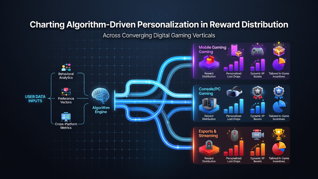 Algorithm visualization showing personalized reward paths across sports betting, casino, and poker platforms
