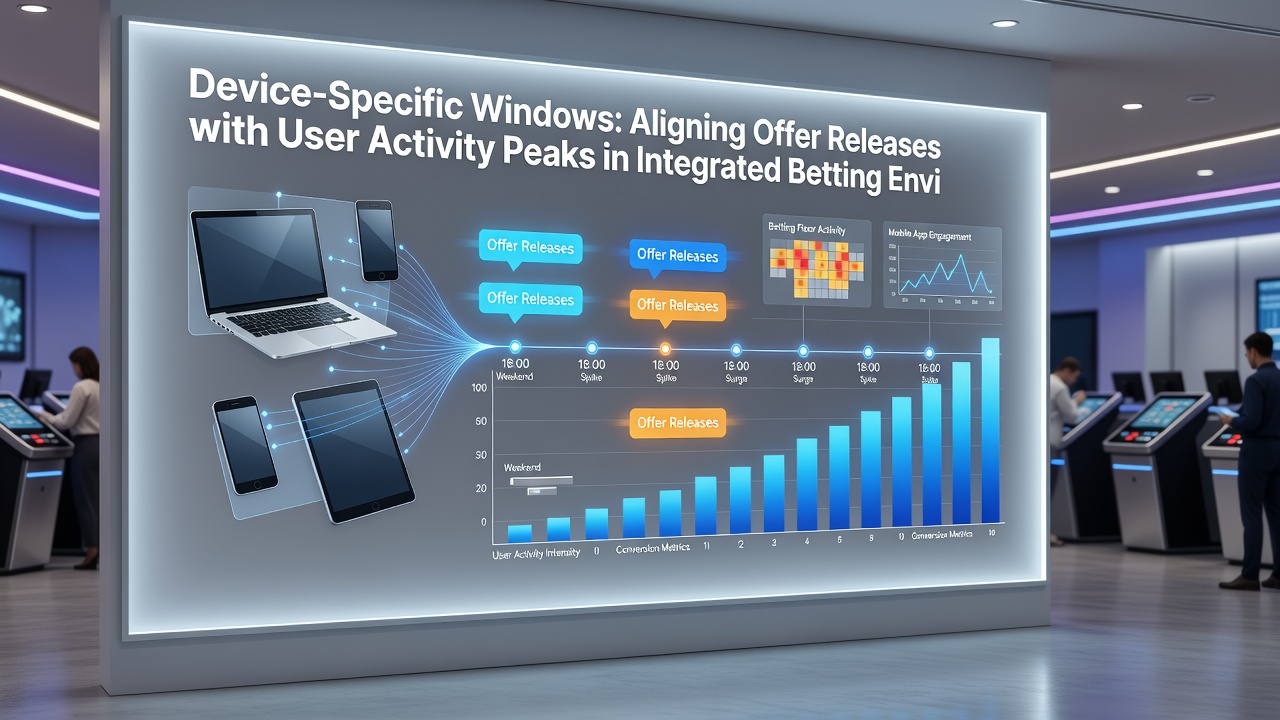 Data dashboards displaying activity peaks by device type in betting platforms