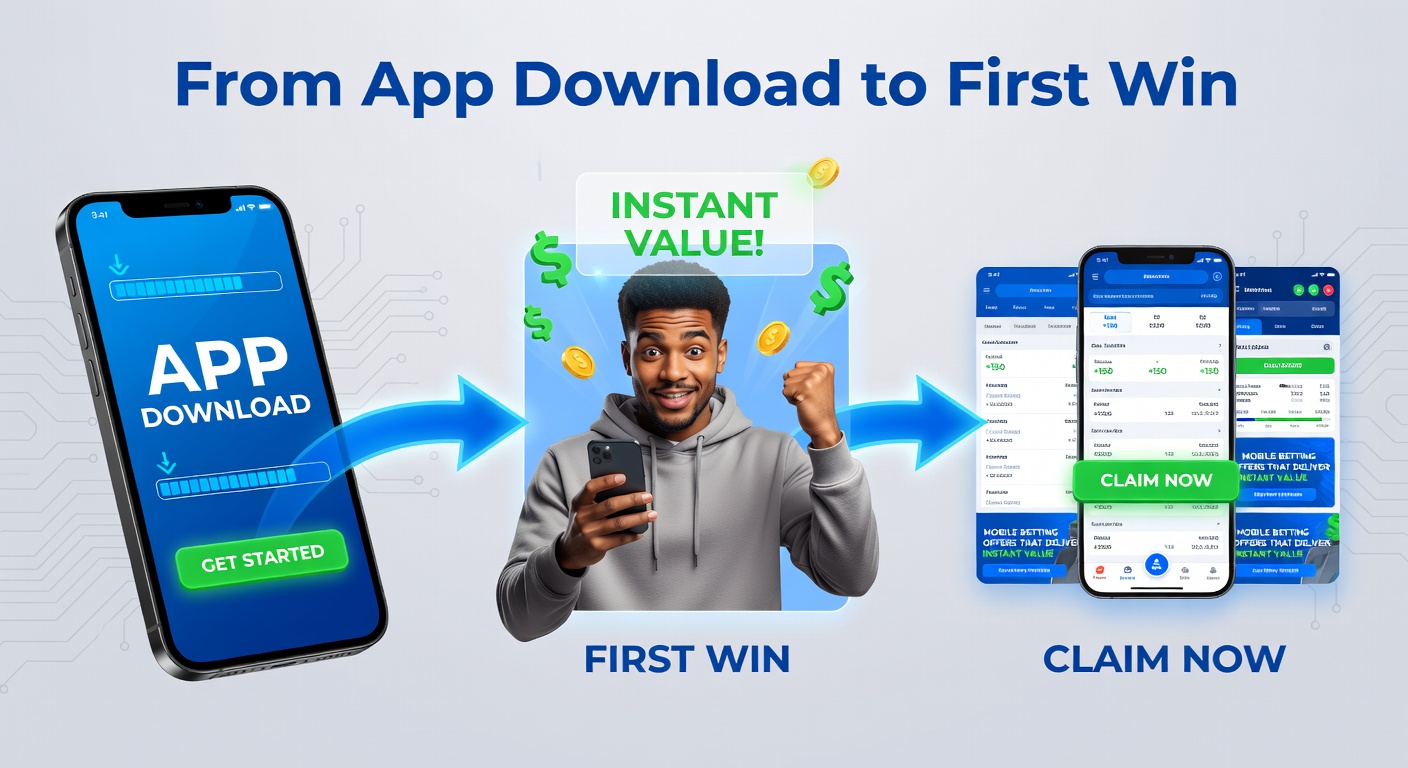 Excited bettor holding phone with a mobile app notification celebrating a first-win payout from a risk-free bet offer