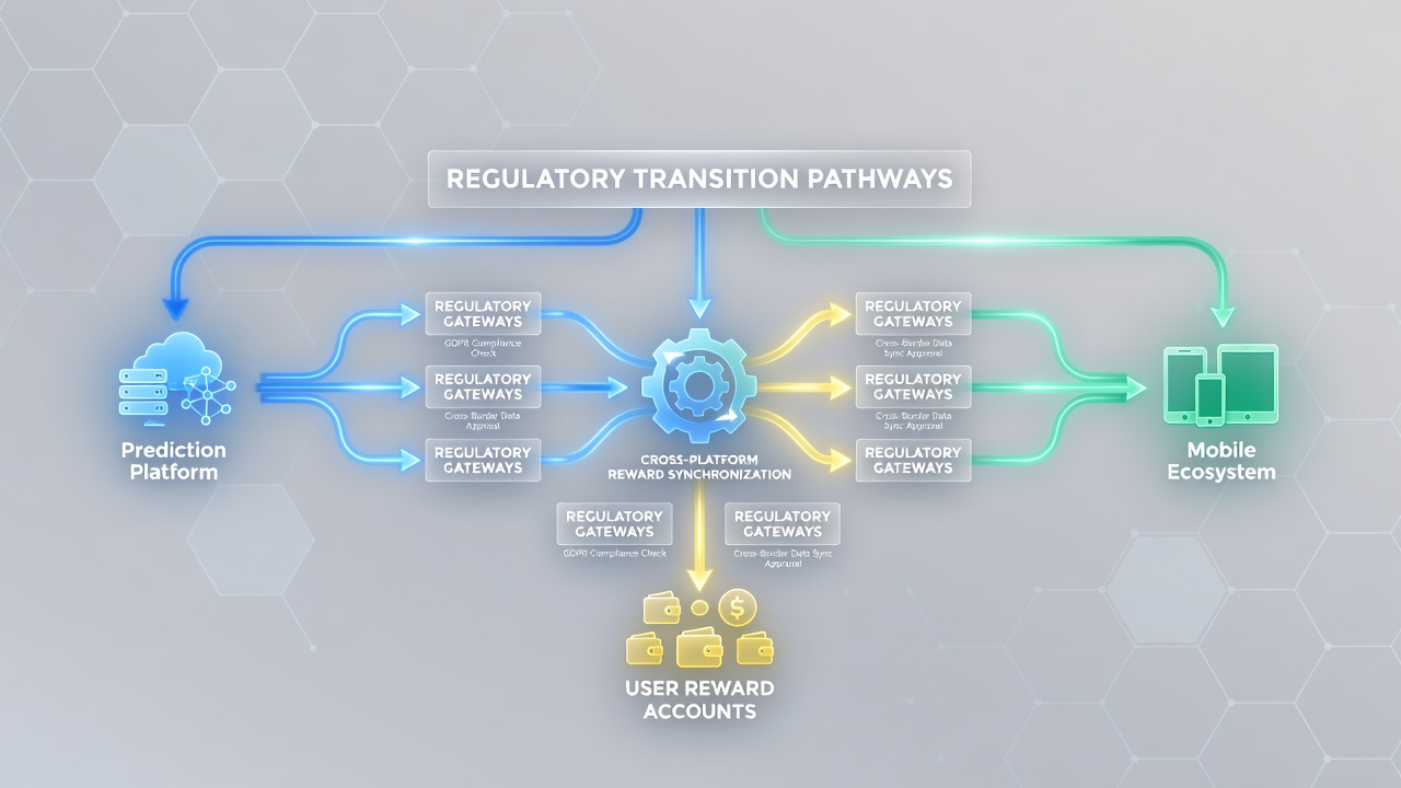 Diagram showing data flows and compliance checkpoints in synchronized gaming reward networks