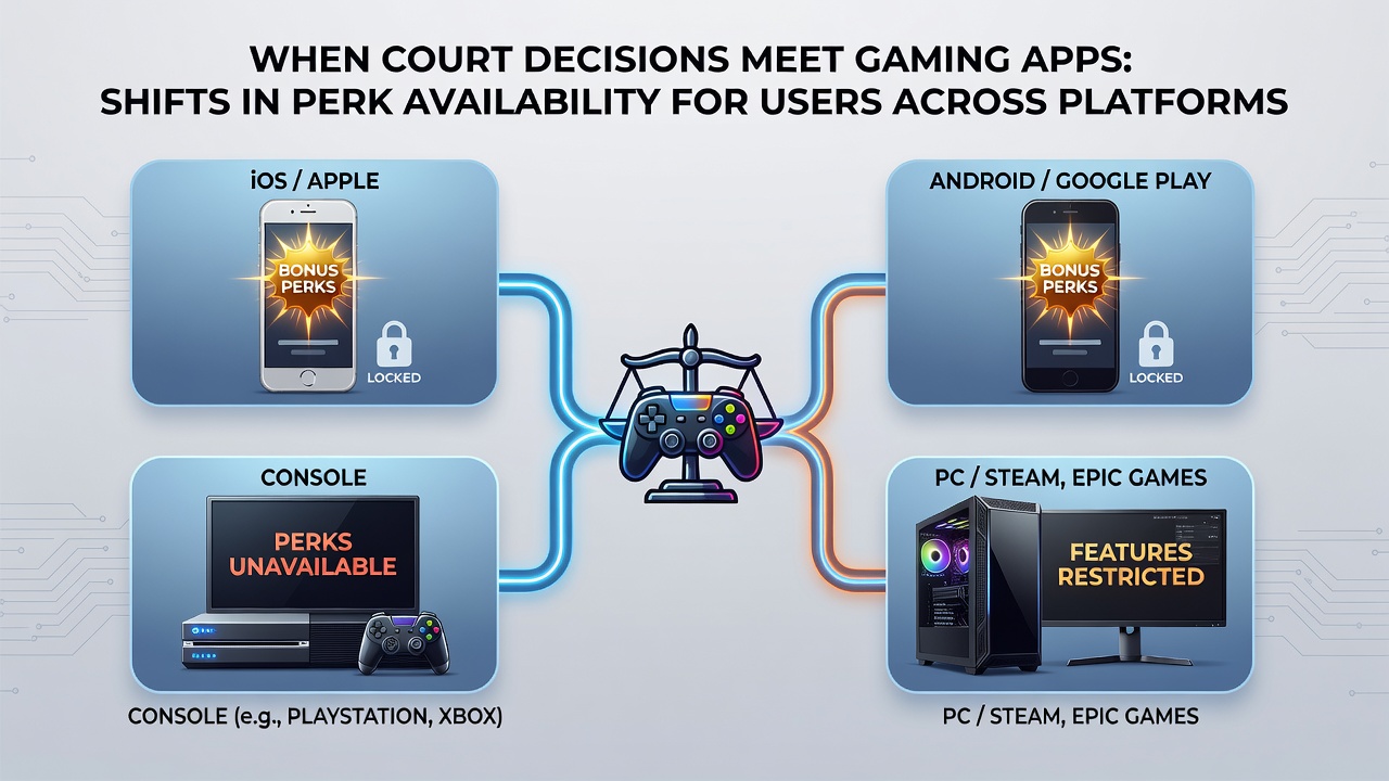 Mobile gaming app screen showing updated perk menus after regulatory changes